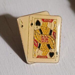 ♠️ Blackjack Playing Cards Vintage Lapel Pin Tie Tack - Ace Jack Spades Gambler